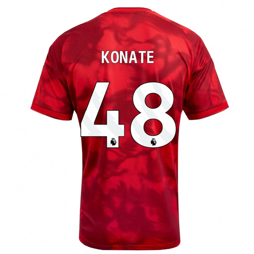 Danxen Hombre Camiseta Ateef Konaté #48 Carmesí Blanco 1ª Equipación 2026/27 La Camisa