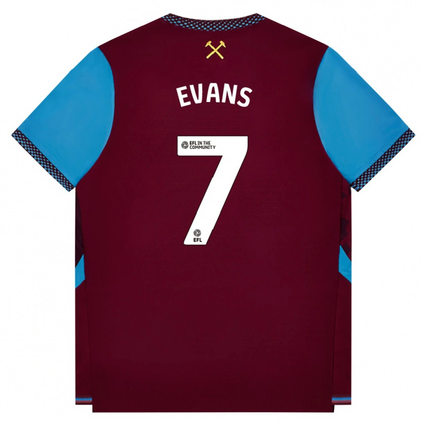 Danxen Hombre Camiseta Lisa Evans #7 Borgoña Azulaciano 1ª Equipación 2026/27 La Camisa