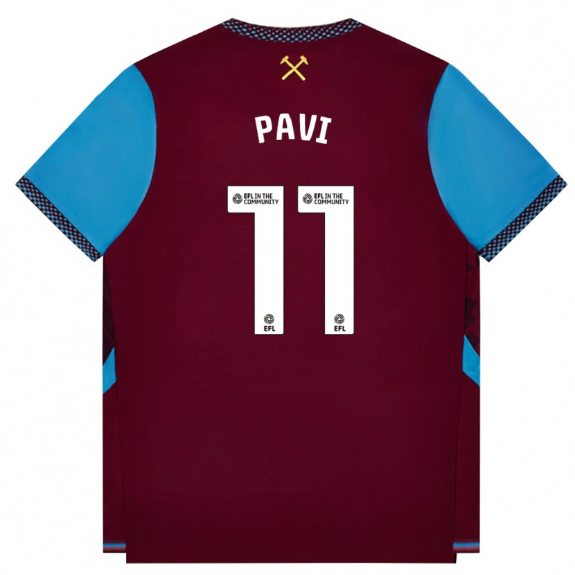 Danxen Hombre Camiseta Manuela Paví #11 Borgoña Azulaciano 1ª Equipación 2026/27 La Camisa