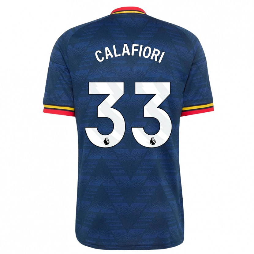 Danxen Hombre Camiseta Riccardo Calafiori #33 Azulmedianoche Amarillo Rojo 2ª Equipación 2026/27 La Camisa