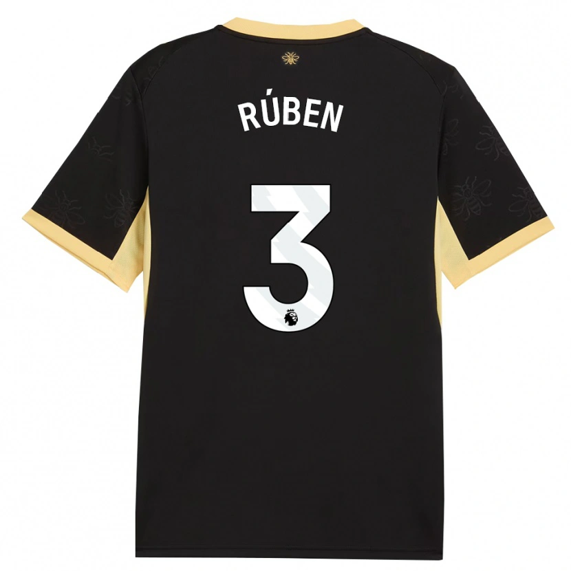 Danxen Hombre Camiseta Rúben Dias #3 Negro Amarillo 2ª Equipación 2026/27 La Camisa