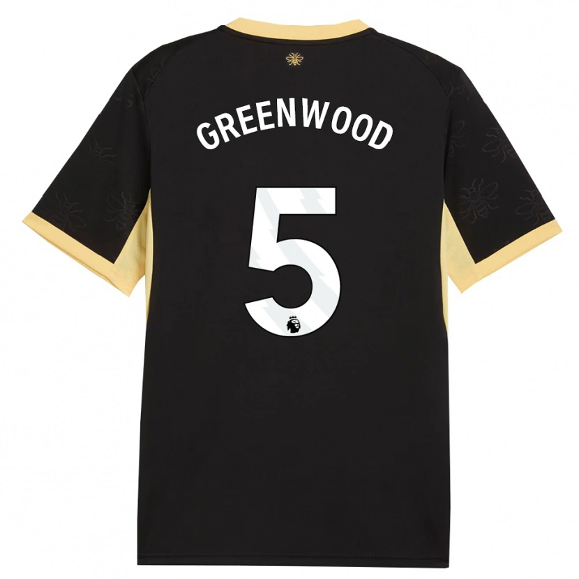 Danxen Hombre Camiseta Alex Greenwood #5 Negro Amarillo 2ª Equipación 2026/27 La Camisa
