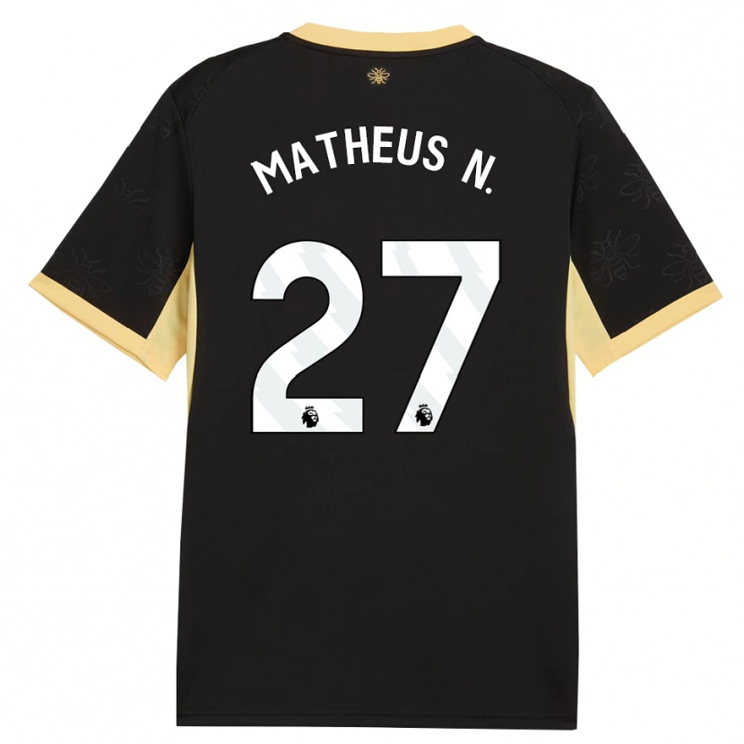 Danxen Hombre Camiseta Matheus Nunes #27 Negro Amarillo 2ª Equipación 2026/27 La Camisa