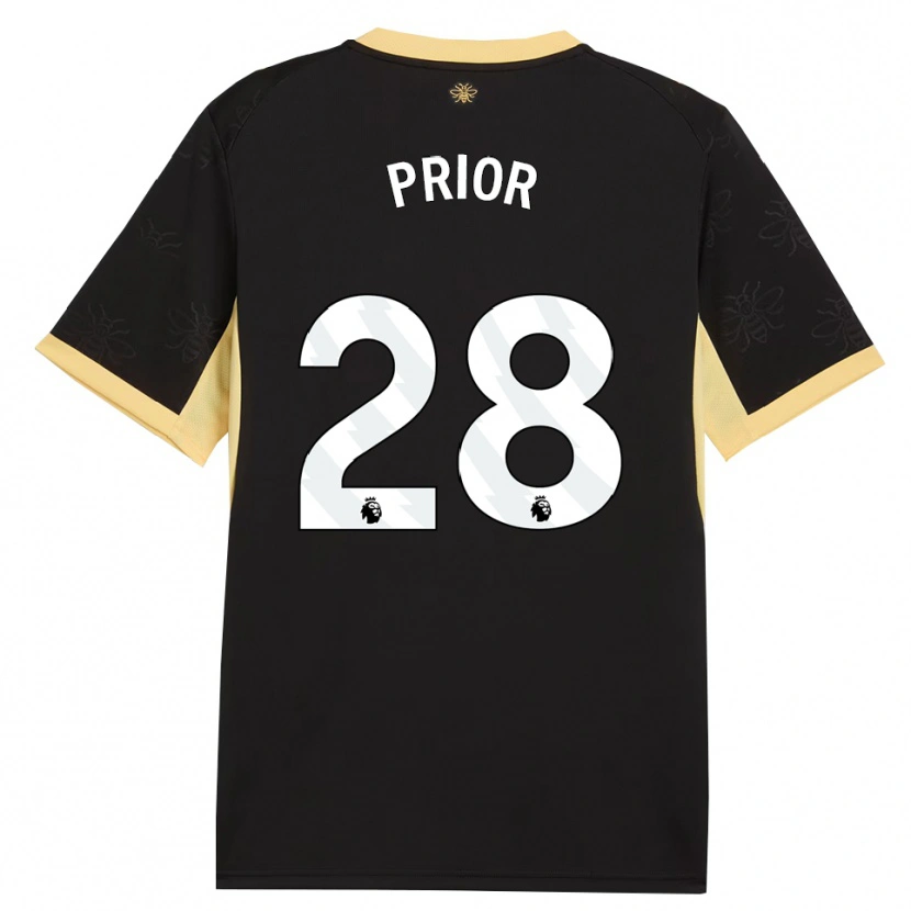 Danxen Hombre Camiseta Gracie Prior #28 Negro Amarillo 2ª Equipación 2026/27 La Camisa