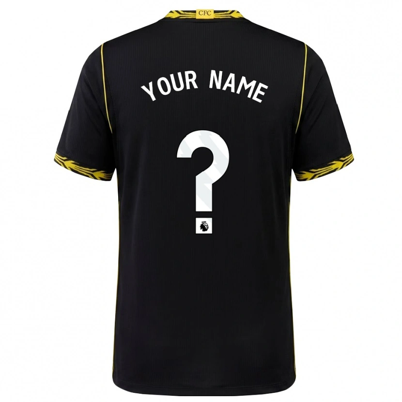 Danxen Hombre Camiseta Su Nombre #0 Negro Amarillo 2ª Equipación 2026/27 La Camisa