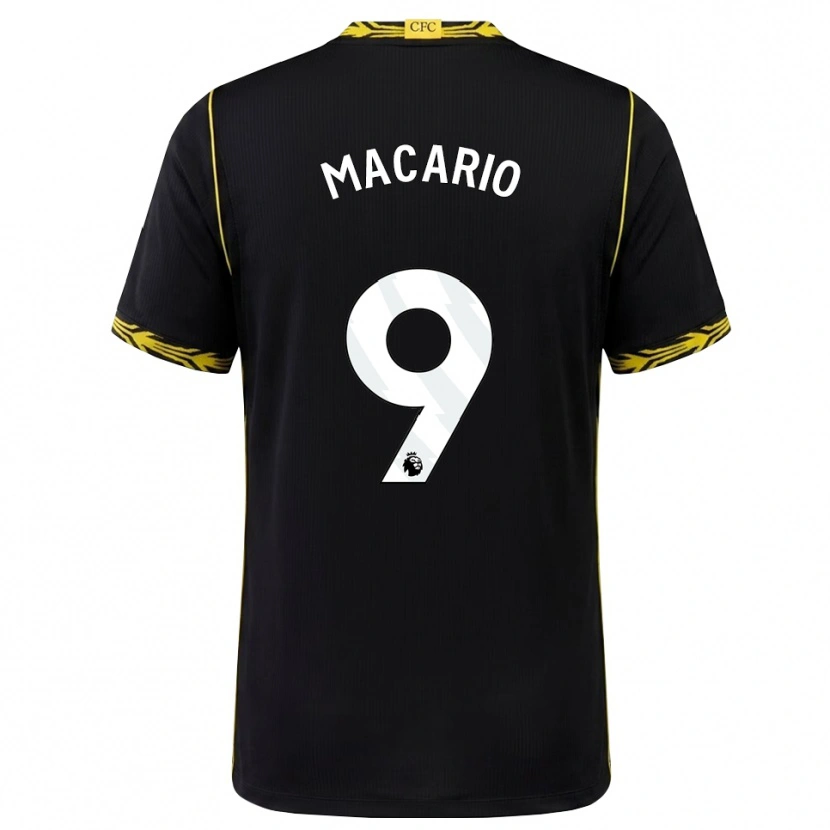 Danxen Hombre Camiseta Catarina Macario #9 Negro Amarillo 2ª Equipación 2026/27 La Camisa