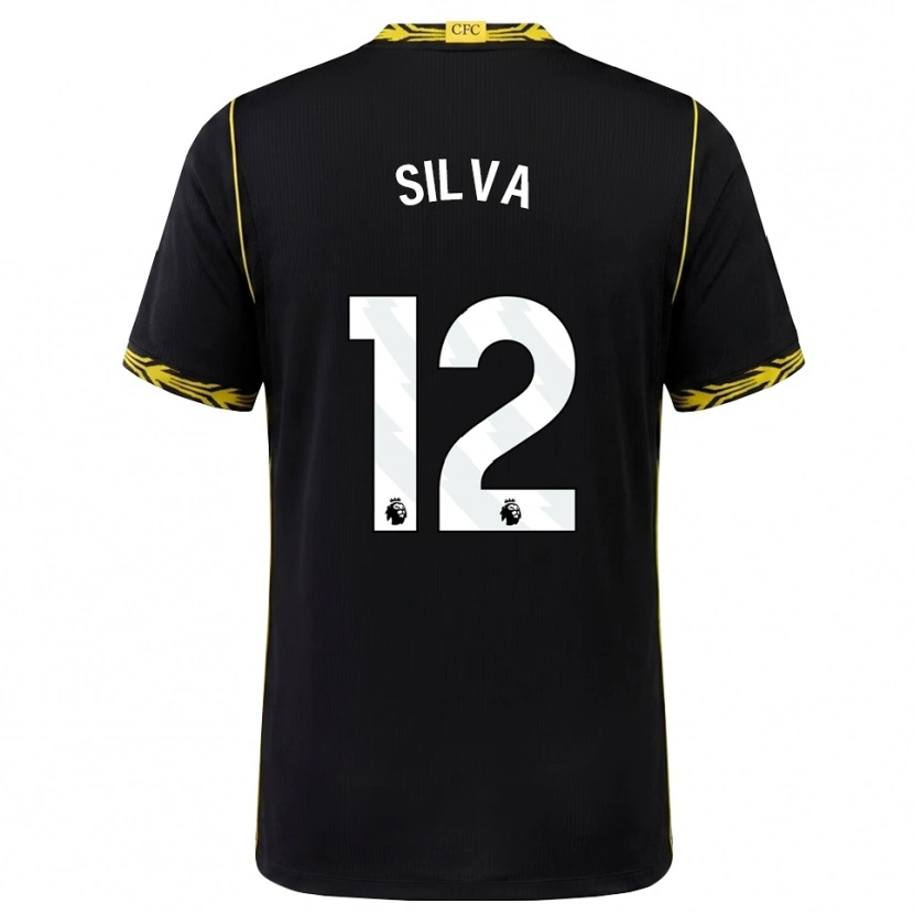 Danxen Hombre Camiseta Isago Silva #12 Negro Amarillo 2ª Equipación 2026/27 La Camisa