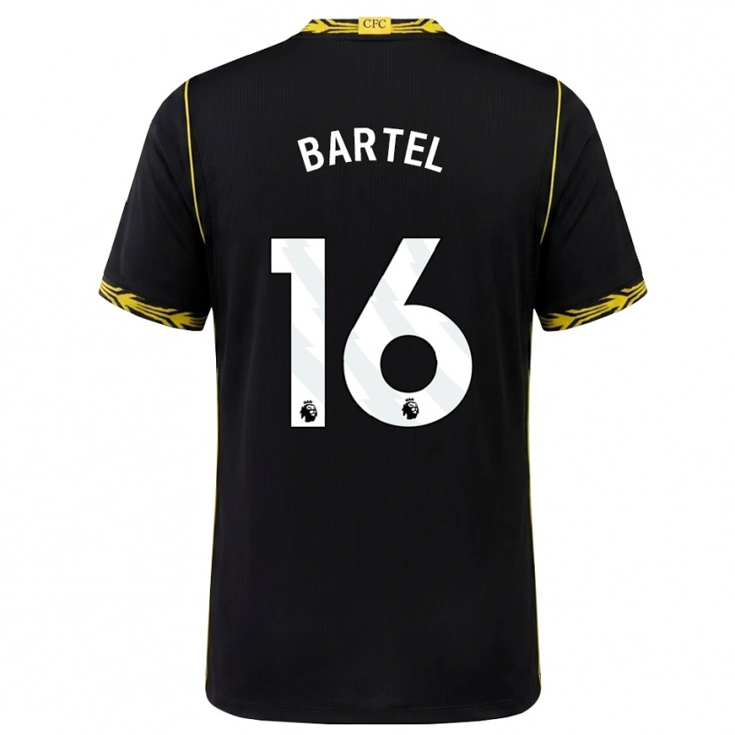 Danxen Hombre Camiseta Júlia Bartel #16 Negro Amarillo 2ª Equipación 2026/27 La Camisa