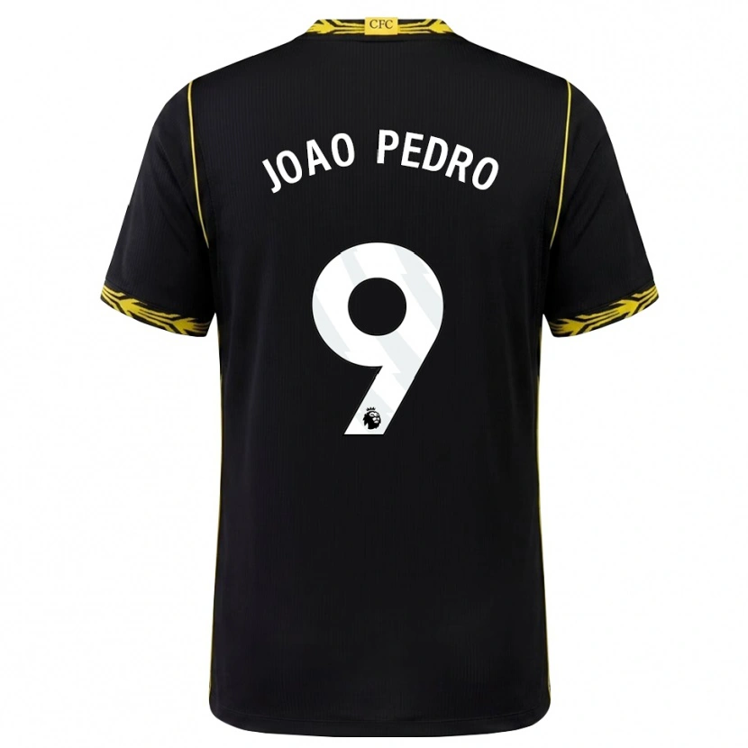 Danxen Hombre Camiseta João Pedro #9 Negro Amarillo 2ª Equipación 2026/27 La Camisa
