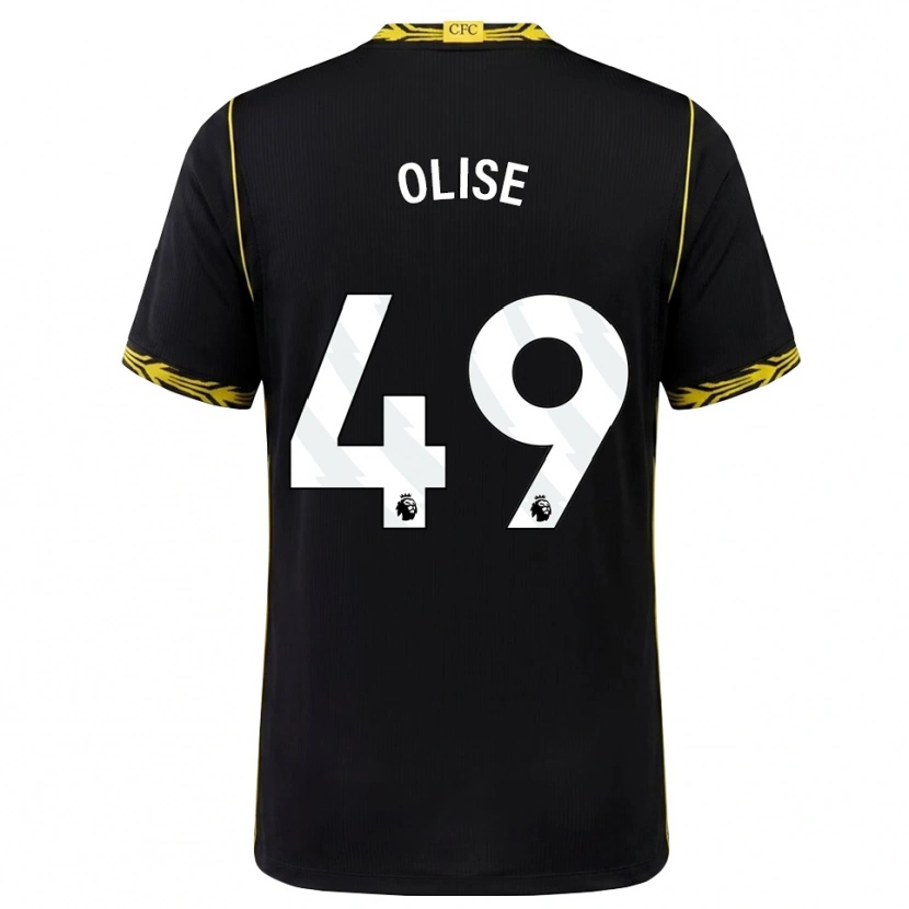 Danxen Hombre Camiseta Richard Olise #49 Negro Amarillo 2ª Equipación 2026/27 La Camisa