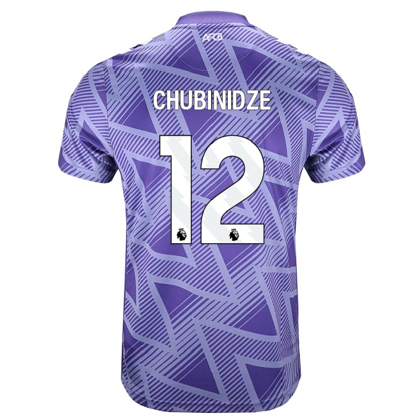 Danxen Hombre Camiseta George Chubinidze #12 Rojovioletapálido Blanco 2ª Equipación 2026/27 La Camisa