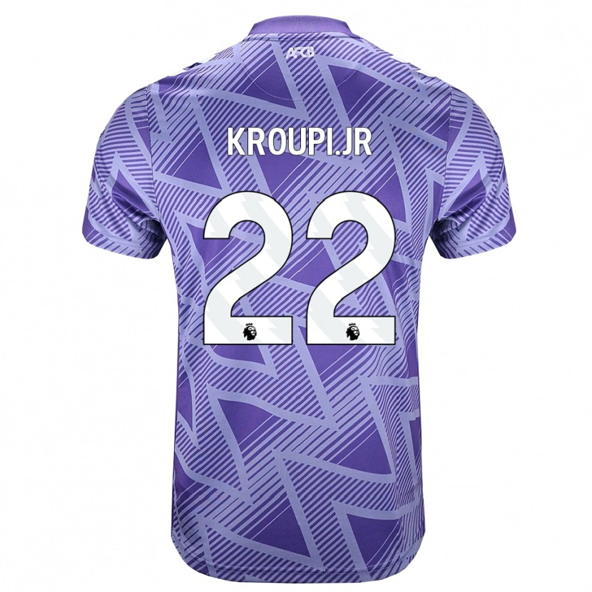 Danxen Hombre Camiseta Junior Kroupi #22 Rojovioletapálido Blanco 2ª Equipación 2026/27 La Camisa
