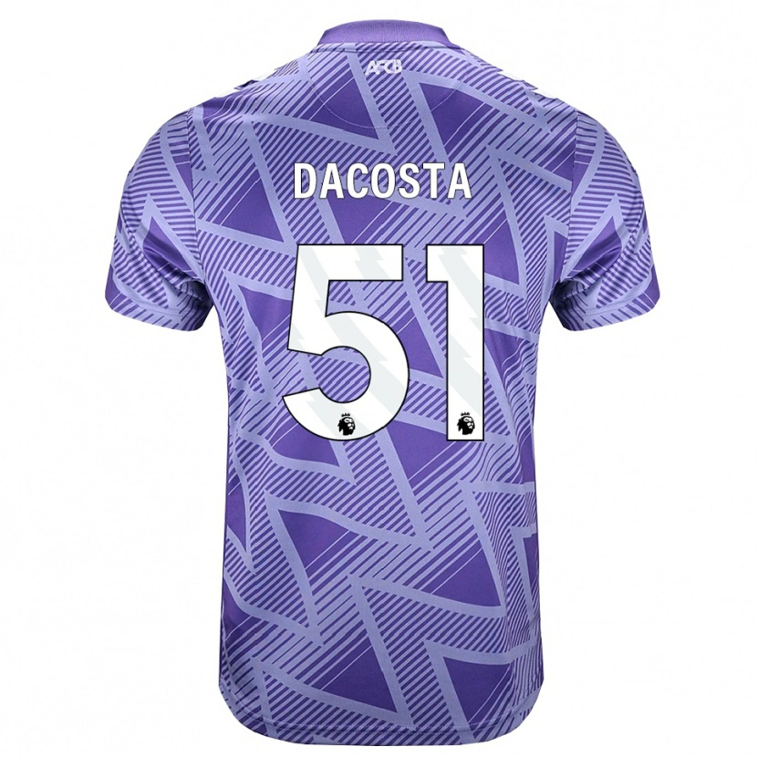 Danxen Hombre Camiseta Malcom Dacosta González #51 Rojovioletapálido Blanco 2ª Equipación 2026/27 La Camisa
