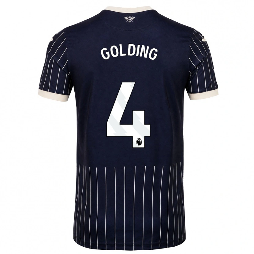 Danxen Hombre Camiseta Aidan Golding #4 Negro Blanco 2ª Equipación 2026/27 La Camisa