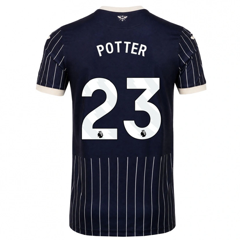 Danxen Hombre Camiseta Lucy Potter #23 Negro Blanco 2ª Equipación 2026/27 La Camisa
