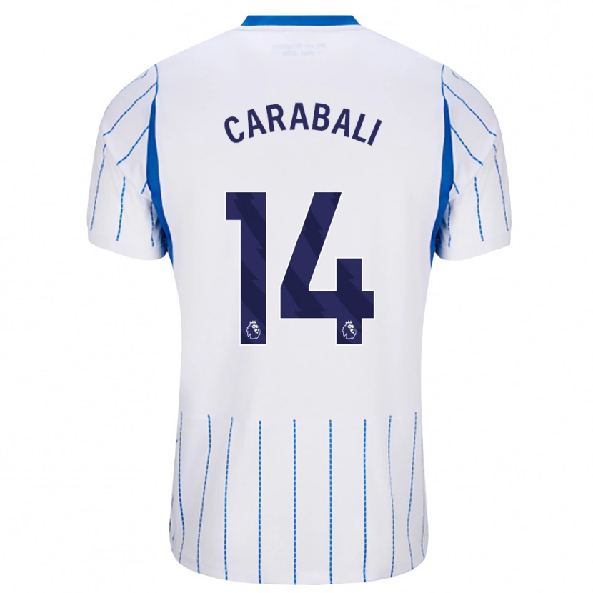 Danxen Hombre Camiseta Jorelyn Andrea Carabalí Martínez #14 Azuldodger Blanco 2ª Equipación 2026/27 La Camisa