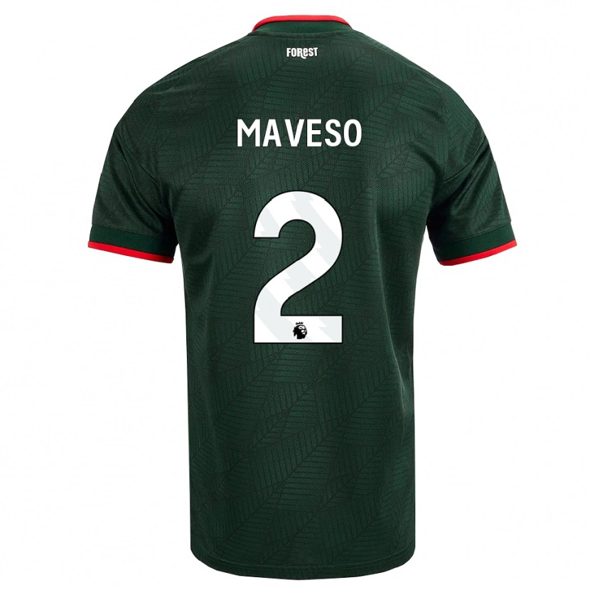 Danxen Hombre Camiseta Jaydon Maveso #2 Verdeoscuro Rojo 2ª Equipación 2026/27 La Camisa