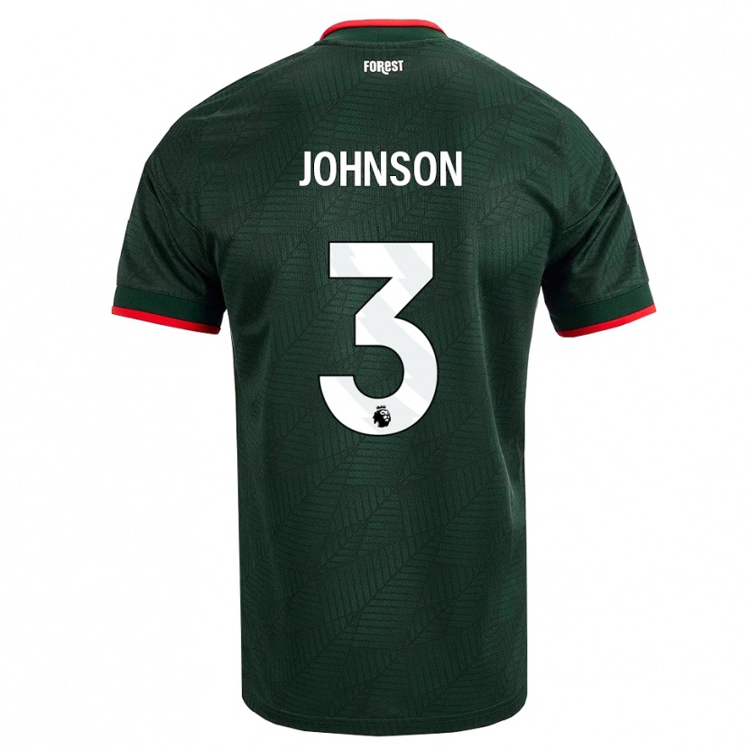 Danxen Hombre Camiseta Nat Johnson #3 Verdeoscuro Rojo 2ª Equipación 2026/27 La Camisa