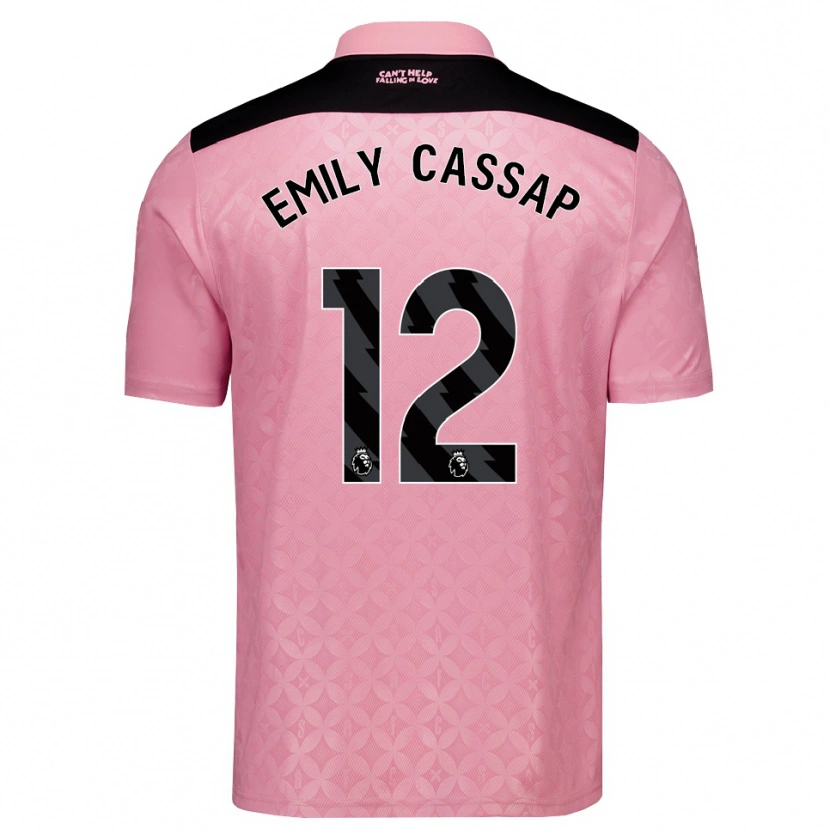 Danxen Hombre Camiseta Emily Cassap #12 Rosaclaro Negro 2ª Equipación 2026/27 La Camisa