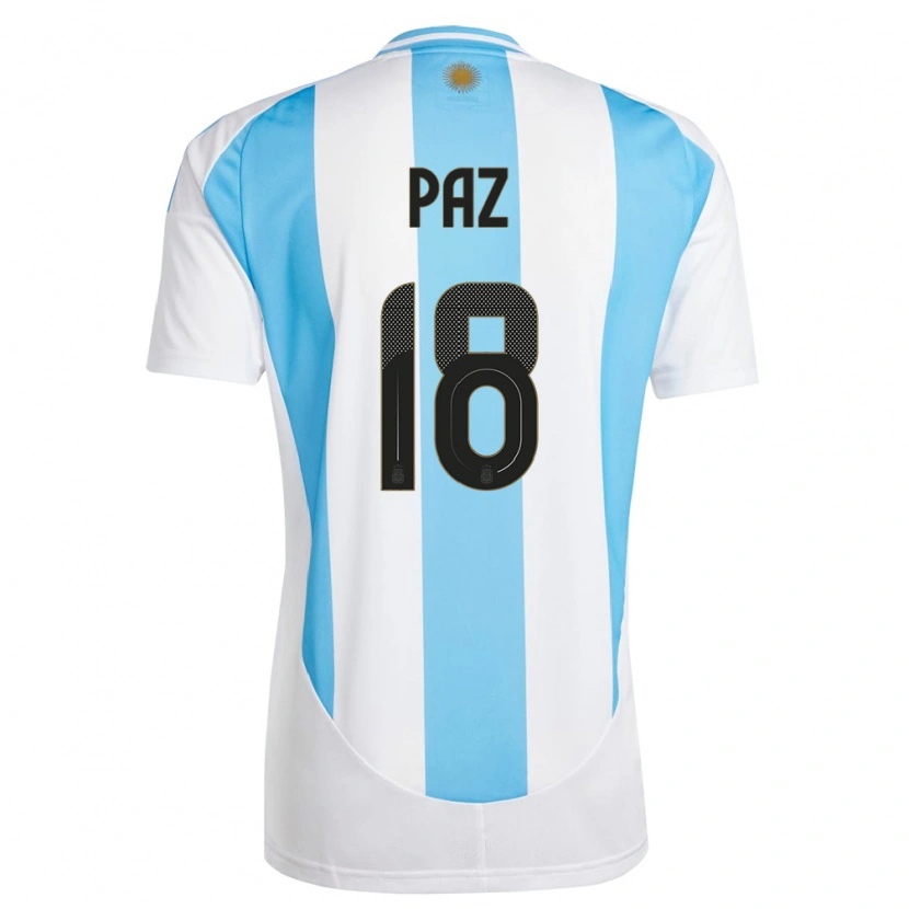Danxen Niño Camiseta Argentina Nico Paz #18 Blanco Azul 1ª Equipación 24-26 La Camisa