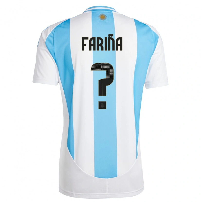 Danxen Niño Camiseta Argentina Benjamín Fariña #0 Blanco Azul 1ª Equipación 24-26 La Camisa