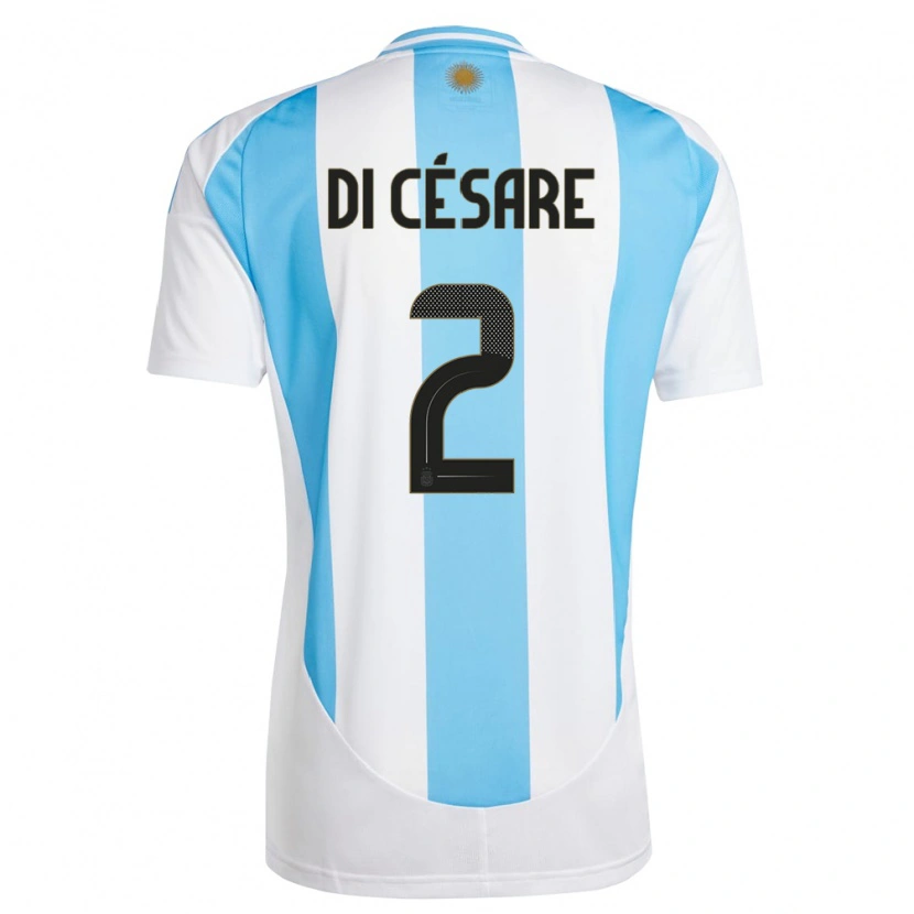 Danxen Niño Camiseta Argentina Marco Di Césare #2 Blanco Azul 1ª Equipación 24-26 La Camisa