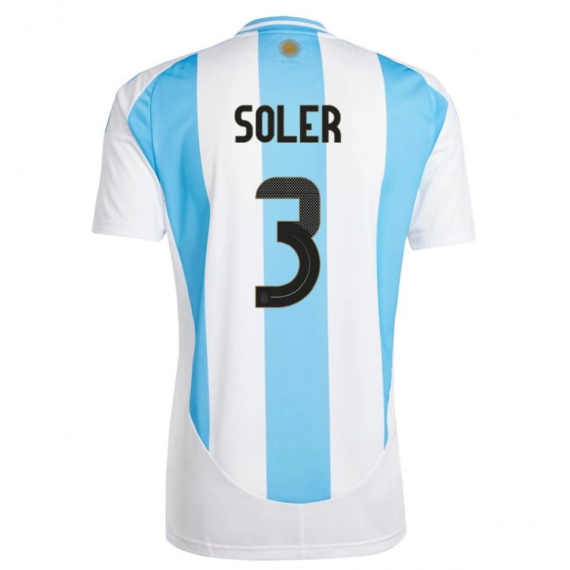Danxen Niño Camiseta Argentina Julio Soler #3 Blanco Azul 1ª Equipación 24-26 La Camisa