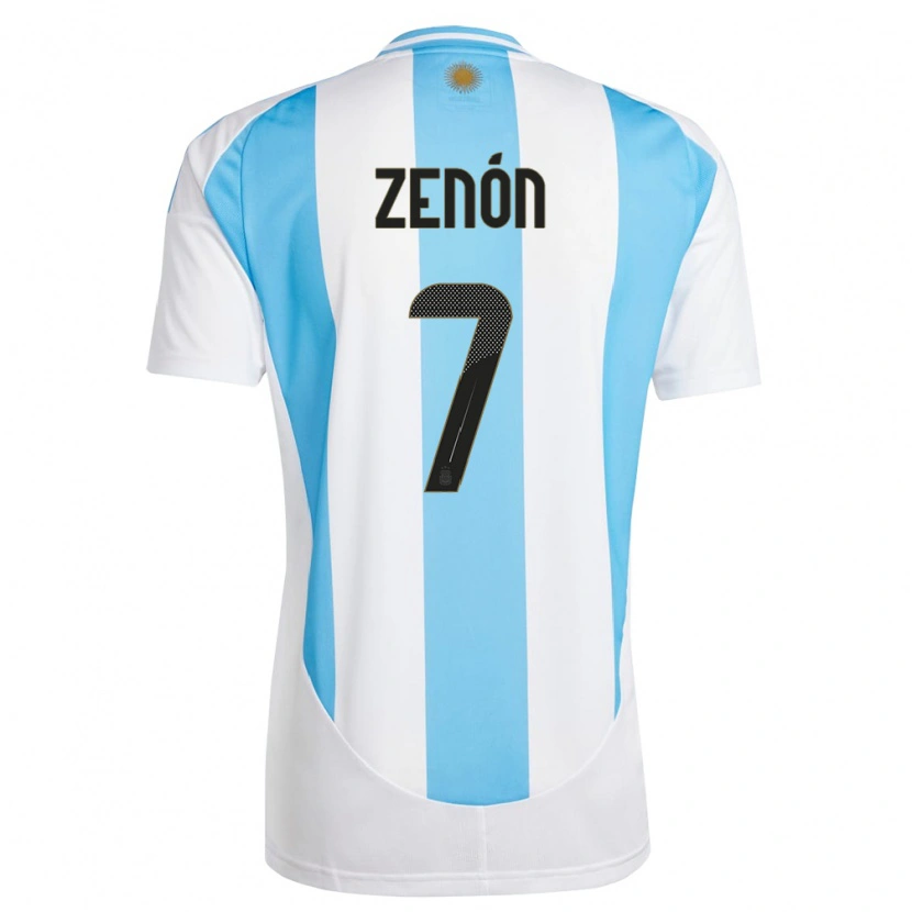 Danxen Niño Camiseta Argentina Kevin Zenón #7 Blanco Azul 1ª Equipación 24-26 La Camisa