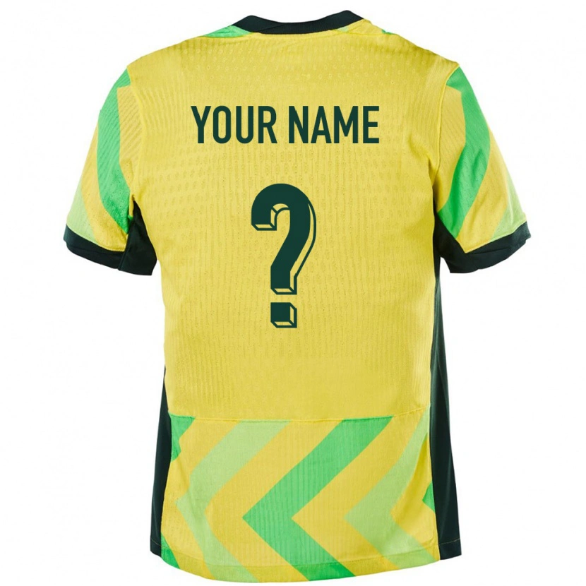 Danxen Niño Camiseta Australia Su Nombre #0 Dorado 1ª Equipación 24-26 La Camisa