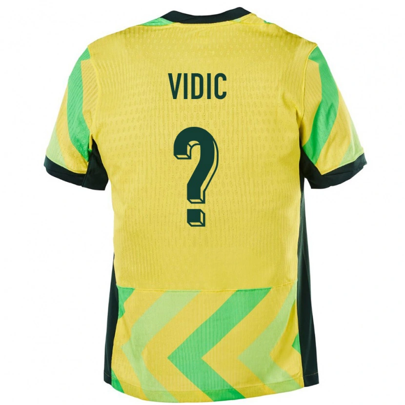 Danxen Niño Camiseta Australia Justin Vidic #0 Dorado 1ª Equipación 24-26 La Camisa