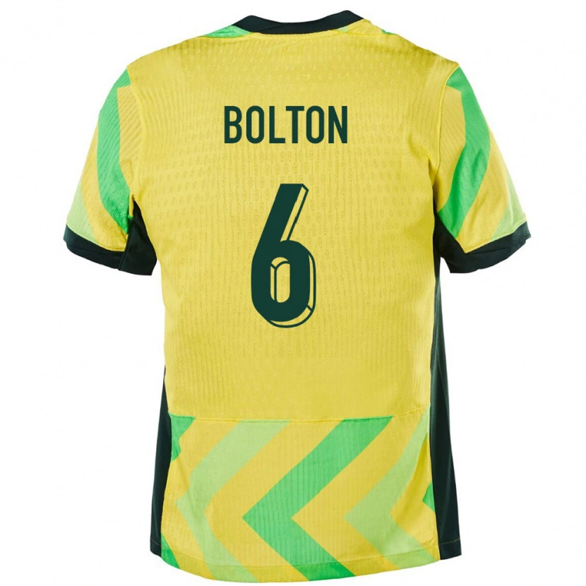 Danxen Niño Camiseta Australia Alex Bolton #6 Dorado 1ª Equipación 24-26 La Camisa