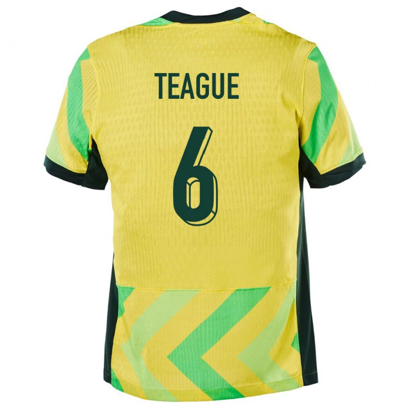 Danxen Niño Camiseta Australia Ryan Teague #6 Dorado 1ª Equipación 24-26 La Camisa