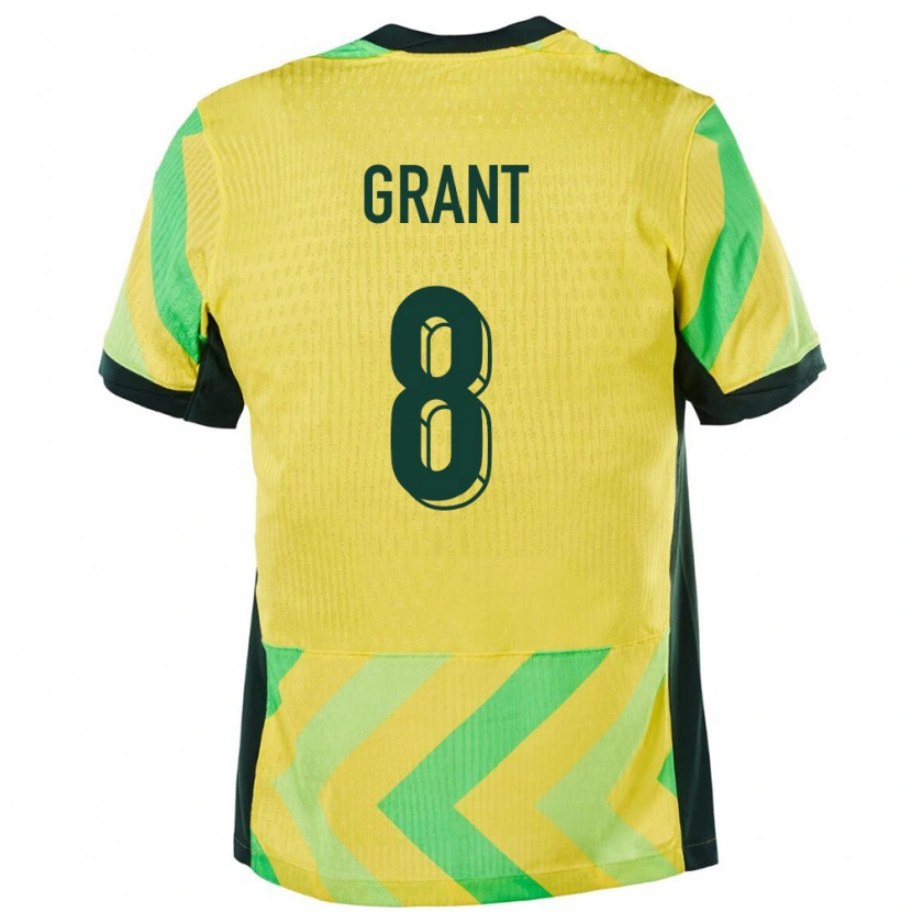 Danxen Niño Camiseta Australia Charlotte Grant #8 Dorado 1ª Equipación 24-26 La Camisa