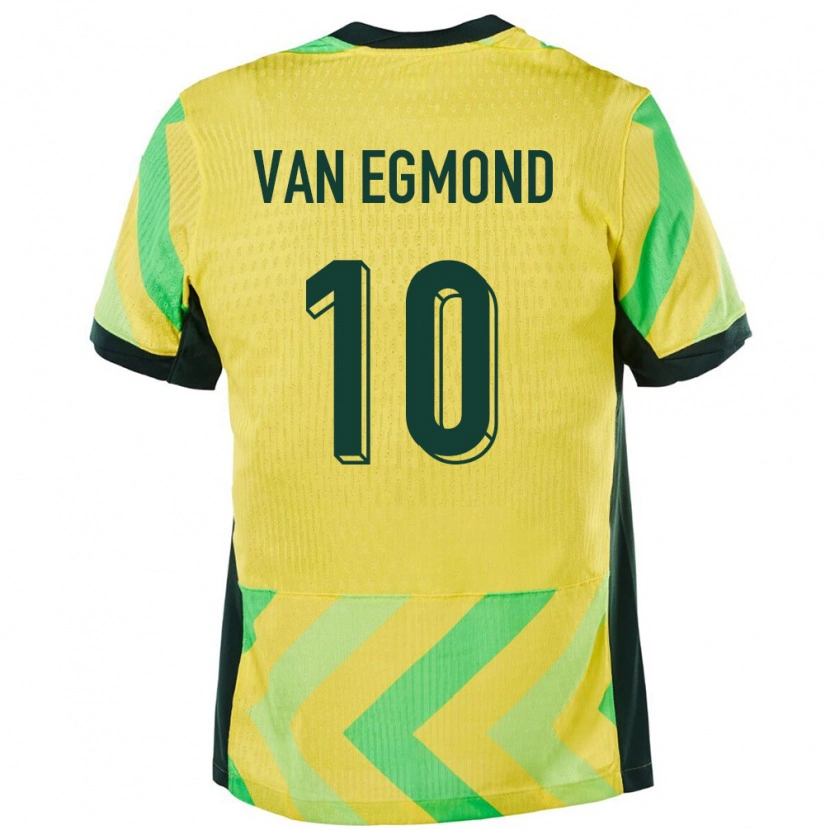 Danxen Niño Camiseta Australia Emily Van Egmond #10 Dorado 1ª Equipación 24-26 La Camisa