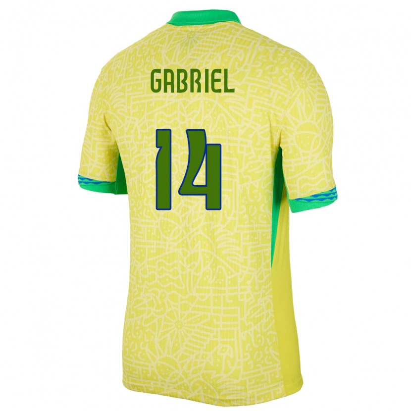 Danxen Niño Camiseta Brasil Gabriel Magalhães #14 Amarillo 1ª Equipación 24-26 La Camisa