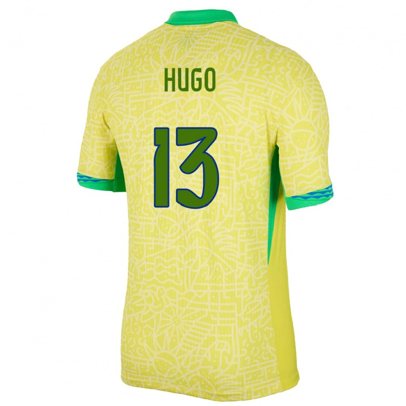 Danxen Niño Camiseta Brasil Vitor Hugo #13 Amarillo 1ª Equipación 24-26 La Camisa