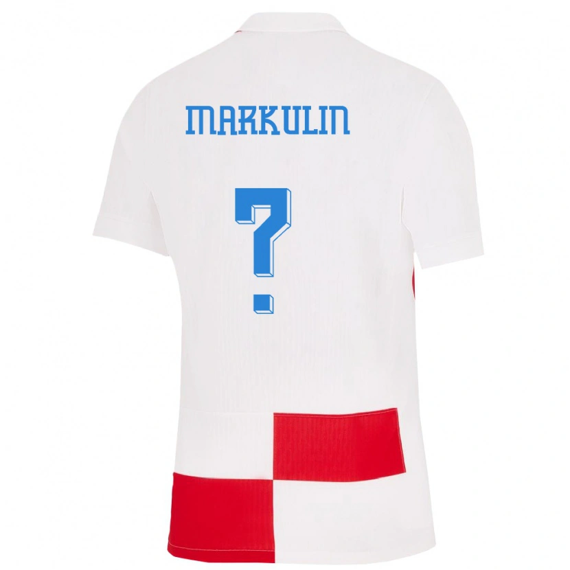 Danxen Niño Camiseta Croacia Rafael Markulin #0 Blanco Rojo 1ª Equipación 24-26 La Camisa