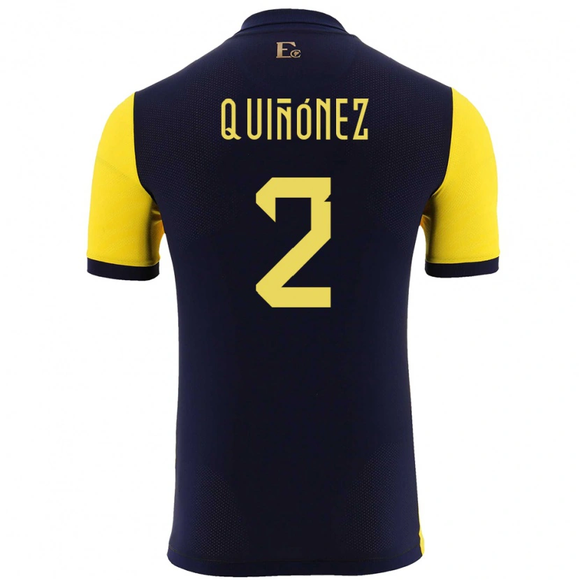 Danxen Niño Camiseta Ecuador Óscar Quiñónez #2 Amarillo 1ª Equipación 24-26 La Camisa