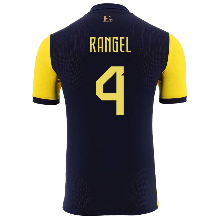 Danxen Niño Camiseta Ecuador Álex Rangel #4 Amarillo 1ª Equipación 24-26 La Camisa