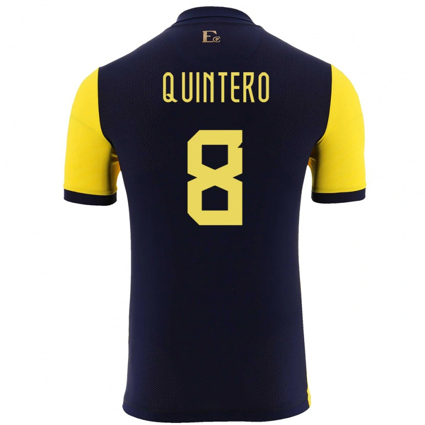 Danxen Niño Camiseta Ecuador Hólger Quintero #8 Amarillo 1ª Equipación 24-26 La Camisa