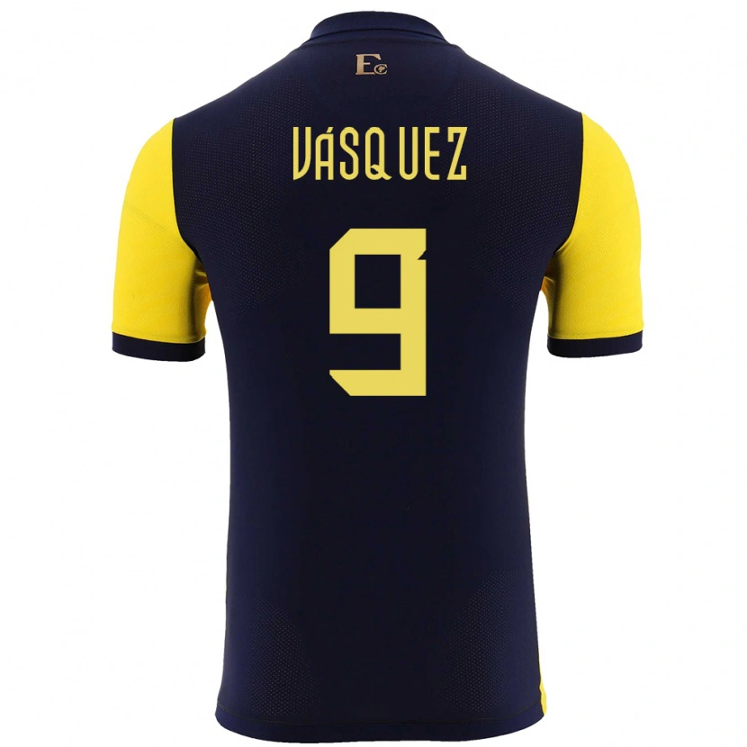 Danxen Niño Camiseta Ecuador Yandri Vásquez #9 Amarillo 1ª Equipación 24-26 La Camisa