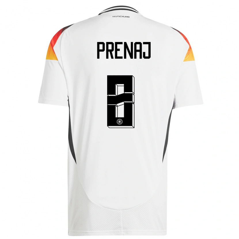Danxen Niño Camiseta Alemania Christian Prenaj #8 Blanco 1ª Equipación 24-26 La Camisa