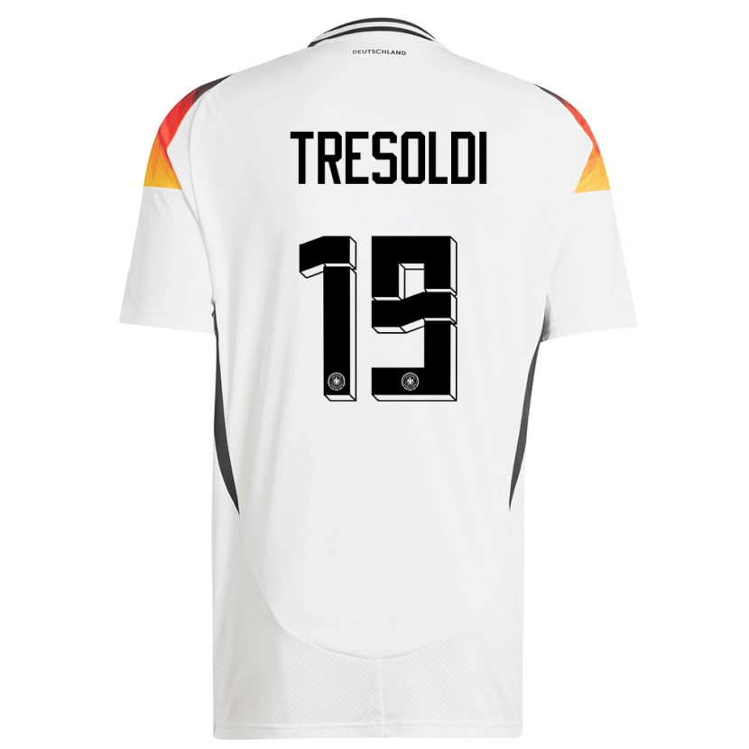 Danxen Niño Camiseta Alemania Nicolò Tresoldi #19 Blanco 1ª Equipación 24-26 La Camisa