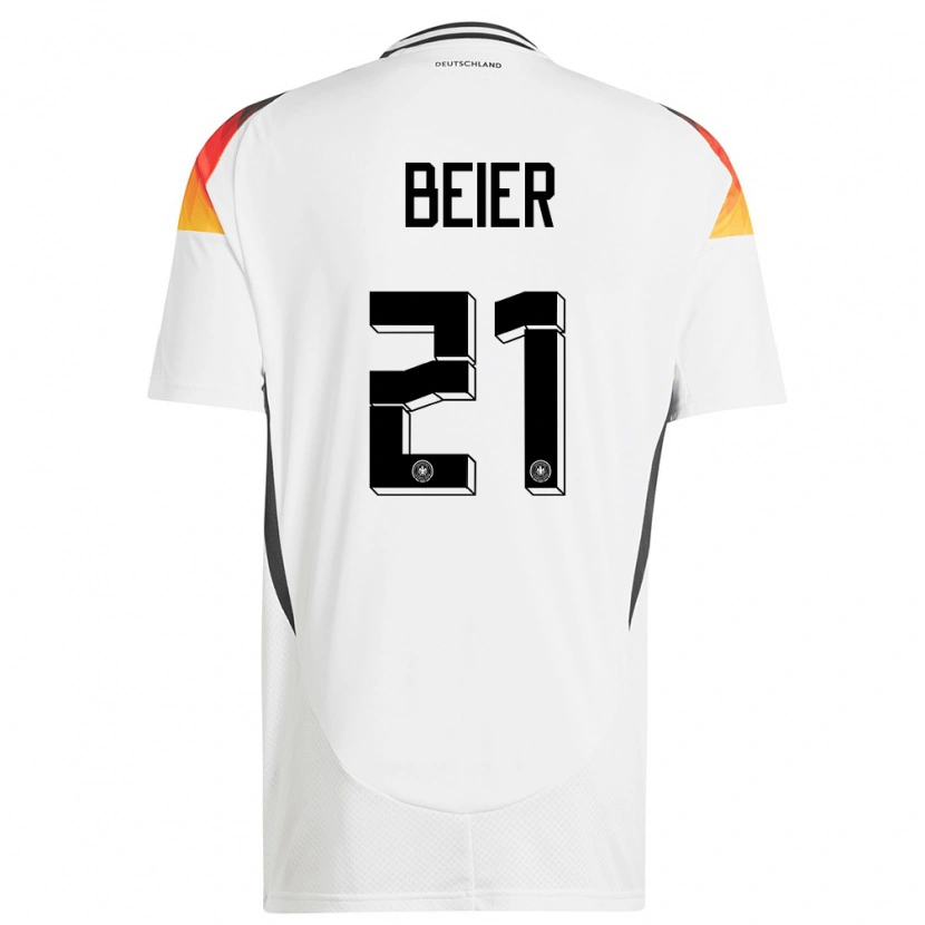 Danxen Niño Camiseta Alemania Maximilian Beier #21 Blanco 1ª Equipación 24-26 La Camisa