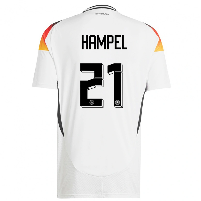 Danxen Niño Camiseta Alemania Luca Hampel #21 Blanco 1ª Equipación 24-26 La Camisa