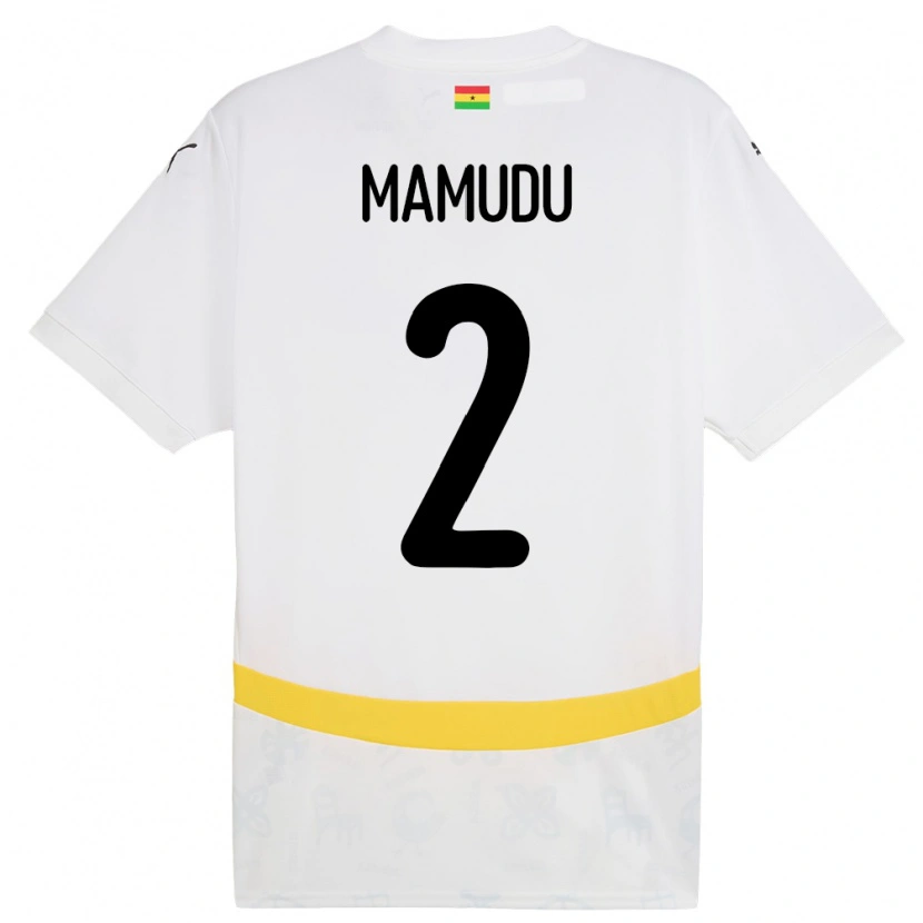 Danxen Niño Camiseta Ghana Kamaradini Mamudu #2 Blanco 1ª Equipación 24-26 La Camisa