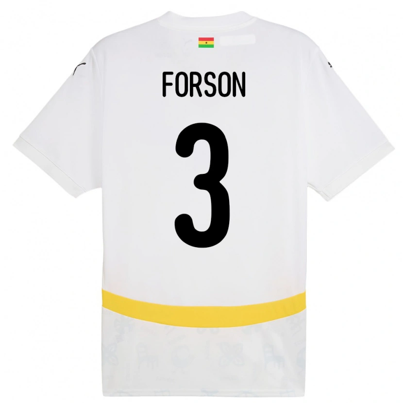 Danxen Niño Camiseta Ghana Amankwah Forson #3 Blanco 1ª Equipación 24-26 La Camisa