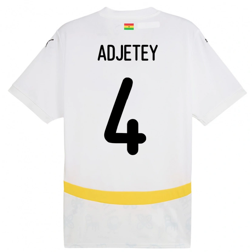 Danxen Niño Camiseta Ghana Jonas Adjetey #4 Blanco 1ª Equipación 24-26 La Camisa