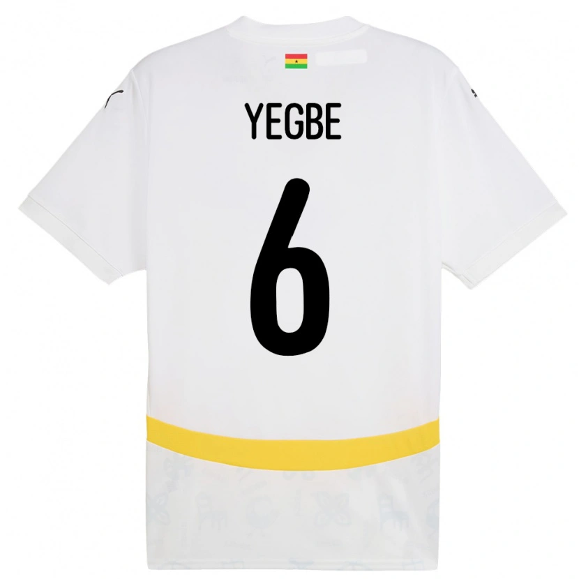 Danxen Niño Camiseta Ghana Terry Yegbe #6 Blanco 1ª Equipación 24-26 La Camisa