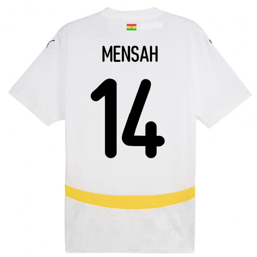 Danxen Niño Camiseta Ghana Gideon Mensah #14 Blanco 1ª Equipación 24-26 La Camisa